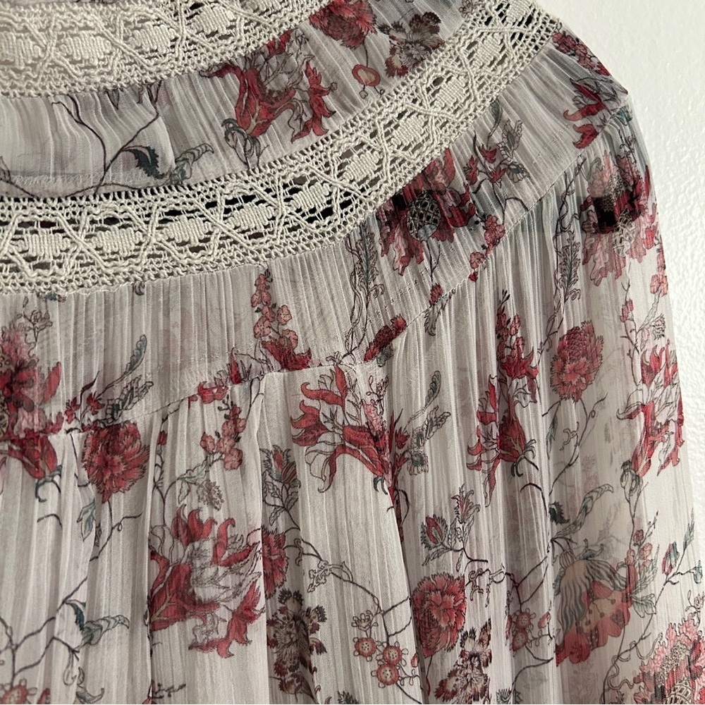 ANTHROPOLOGIE Floral Lace Trim Boho Cottagecore Blouse - Picture 9 of 11